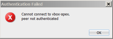 Peer not authenticated error message