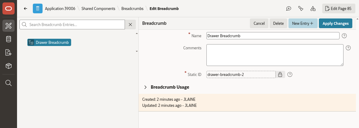 Create Breadcrumb Entry