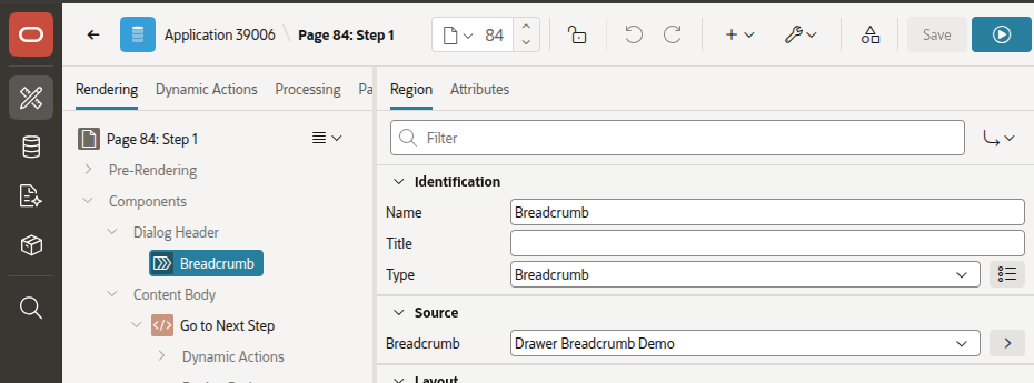 Drawer Breadcrumb Region